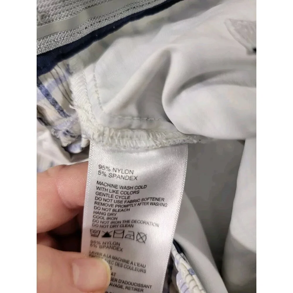 Tommy Bahama White Plaid Shorts Mens 36x9 Nylon Stretch, shirt Gripper‎ waist
